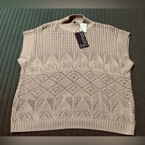 Openwork Crewneck Sweater Sleeveless